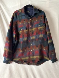 Vtg 80s 90s Aztec Multicolor Shacket m Medium Structure AOP southwest - Picture 1 of 9