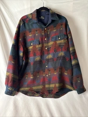 Vtg 80s 90s Aztec Multicolor Shacket m Medium Structure AOP southwest - Image 1 of 4