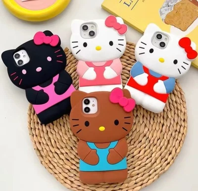 Lindo estuche con soporte para teléfono 3D gato para iPhone 16 15 Pro Max 14 13 12 11 X 7 8 Foto 1 de 4