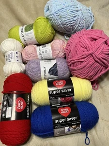 Lot Of 7 Yarn Skeins And 2 Chenille Rolls - Picture 1 of 1