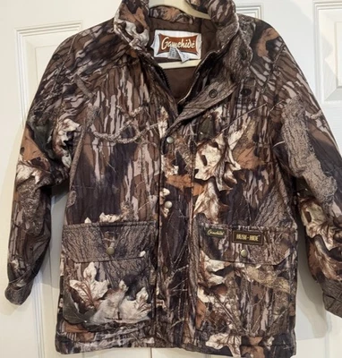 Kid/ Preteen? M Gamehide Hush Hide Mossy Oak Hooded Camouflage Hunting Jacket - Image 1 of 4