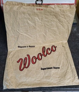 Vintage Woolco Department Store Paper Bag 1960s Nice Condition  13" X 16" - Picture 1 of 4