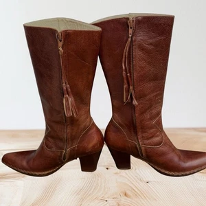 Botas de becerro occidentales de cuero con costuras Frye 77080 talla 6,5 para mujer con flecos cremallera tirar - Imagen 1 de 9