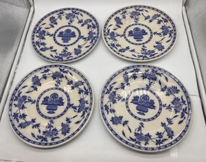 4er Set Mintons Delfter Blau 10-1/2" Speiseteller England Circa Korbmuster - Bild 1 von 18