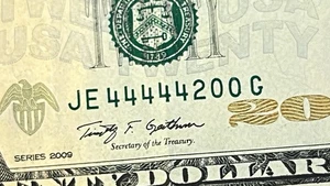 Rare Unique Serial Number US Twenty Dollar Note JE 44444200G No Reserve! - Picture 1 of 10