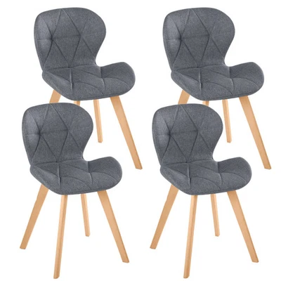 Lot de 4 chaises ROBINE en tissu gris foncé pour salle à manger - Photo 1/4