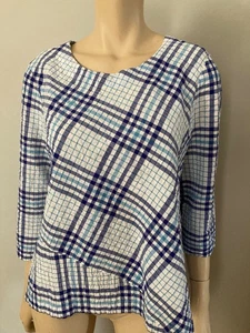 Habitat  Blue White  Plaid seersucker Tunic Top Xsm - Picture 1 of 6