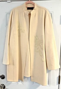 Dana Buchman Wool Ivory Color Coat long Jacket Topper Women's Plus 20 ( XXL/1X) - Picture 1 of 7