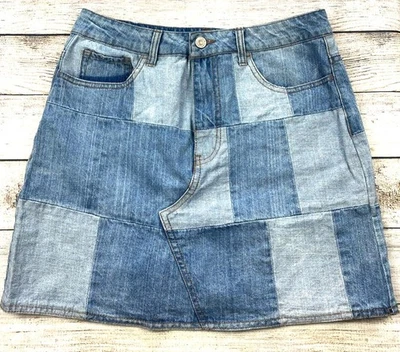 Minifalda vaquera Forever 21 talla 27 retazos azul boho para mujer junior E62 Foto 1 de 4