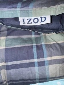 Juego de edredón y almohada IZOD doble/doble-XL a cuadros azul verde - Imagen 1 de 7