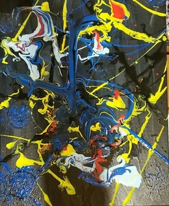 Superheros Web Abstract Acrylic Painting on Canvas, signed 16x20" Wall Decor - Picture 1 of 1