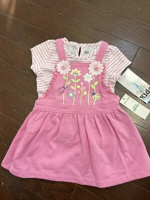 NUEVO CON ETIQUETAS NIÑOS CUARTELE Niñas Conjunto de Camiseta de Dos Piezas y Falda Floral Rosa Talla 18M  Foto 1 de 4