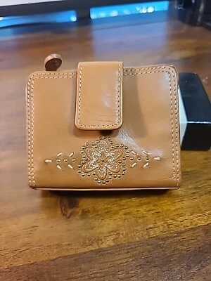 Carteira feminina de couro marrom vintage ROLFS com fecho de aba reforçado NOVA - Imagem 1 de 4