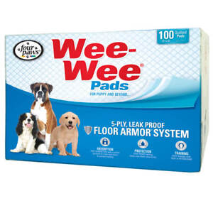 Four Paws Wee-Wee Pads 100 pack box White 22" x 23" x 0.1"