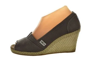 Toms Womens Shoes Size 7.5 Gray Solid Espadrille Wedge Heels Casual - Picture 1 of 6