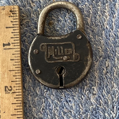 Antique Vintage Small Miller Lock No Key - NICE SHAPE Cover