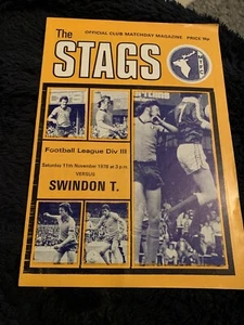 1978 Mansfield Town V Swindon Football Programme - Picture 1 of 2