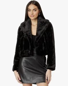 NWT BLANK NYC Uptown Girl Jacket Cropped Faux Fur Jacket In Black Sz L MSRP $98 - Picture 1 of 7