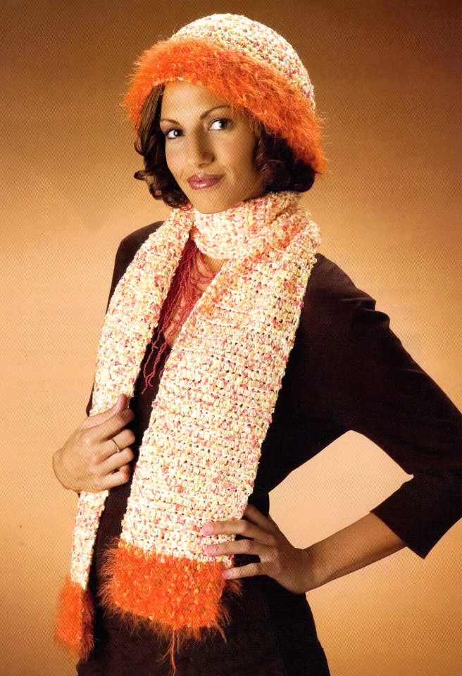 COMFY Just Peachy Scarf & Hat Set/Crochet Pattern INSTRUCTIONS ONLY - Image 1 of 1