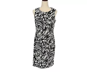 Calvin Klein Women's Sheath Dress Size 10 Black White Abstract Print Sleeveless - Picture 1 of 13