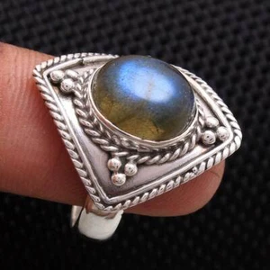 Natural Labradorite Ring,925 Sterling Silver,Handmade Jewelry,All Sizes 3 to 14 - Picture 1 of 7