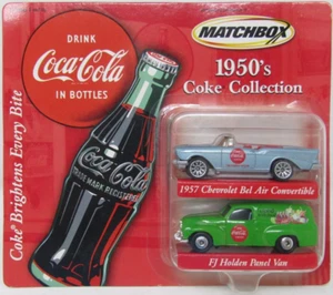 Matchbox 1950's Coke Collection 1957 Chevrolet Bel Air & FJ Holden Panel Van - Picture 1 of 2