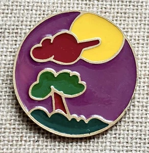Broche prendedor vintage Florenza púrpura cielo esmalte redondo arte para usar caprichoso - Imagen 1 de 4