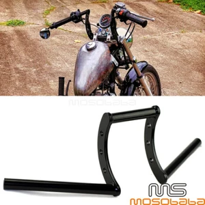 Black 1'' Handlebar Drag Z Bar For Harley Dyna Softail Sportster Norton Chopper - Picture 1 of 7
