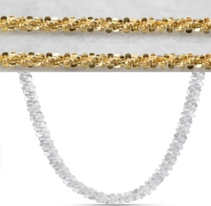 925 Sterling Silver 3mm Twisted Rock Sparkle Chain Silver OR 14k Gold Plated - Picture 1 of 7