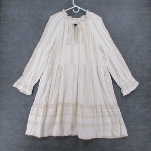 Maeve Dress Womens Medium Boho Oversized Long Sleeve Beige Cottage Core - Picture 1 of 12