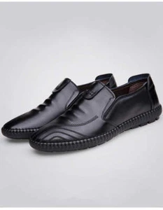 Men's Leather Shoes British Breathable Casual Shoes for Men Waterproof Non-Slip - Picture 1 of 6
