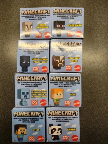 Set Of 8 Minecraft Mob Head Minis by Mattel  - New In Box Cover