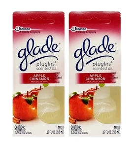 2 Refills Glade Plugins Scented Oil Refill APPLE CINNAMON Holiday Scent - Picture 1 of 1