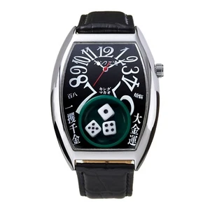 Frank Miura Quart Watch Macau Gambling Leather Casino Silver Black FM12-SVBK - Picture 1 of 5