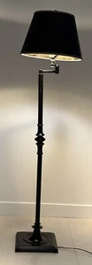 Stiffel Adjustable Swing Arm Floor Lamp 50” Tall Painted Restoration Black - Picture 1 of 9