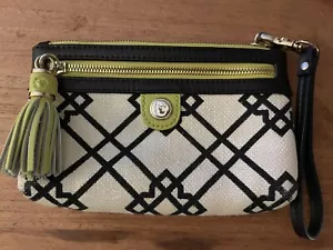 Spartina Daufuskie Island Wristlet Wallet Leather Linen - Picture 1 of 3