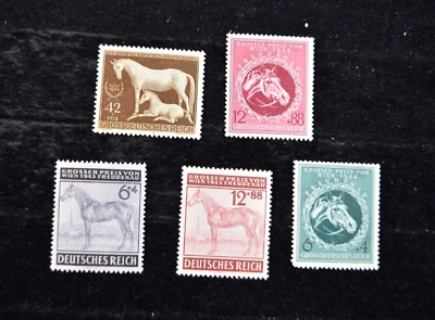 GERMANY  43-1944  HORSE SHOW S B244-245 + S B283-285  MNH - Image 1 of 3