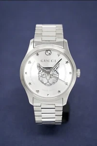 Gucci G-timeless YA1264095 38mm Silver Case and Band Men’s Wristwatch Mystic Cat - Picture 1 of 6