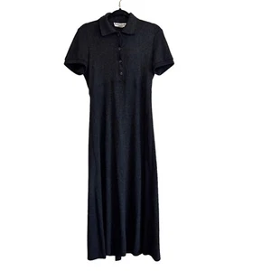 Vintage Y2K Ronni Nicole Size 6 Gray Short Sleeve Collared Maxi Knit Dress - Picture 1 of 7