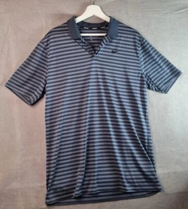 Nike Golf mens grey-blue striped polo shirt, sz L Dri Fit - Picture 1 of 11