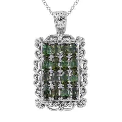 Colgante de turmalina y circón verde de 3,85 tonos y cadena de 18" enchapada en platino Foto 1 de 4