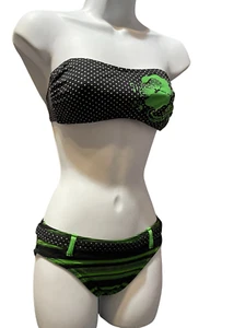 Maia Bikini Set Top and Bottom Black & Green Size PS - Picture 1 of 5