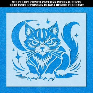 Halloween Cat 8 Multi Piece Stencil: Mylar Airbrush Wall Art Painting Crafts - Picture 1 of 11