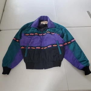 VINTAGE Rode Walker Jacket Mens Small Purple Teal Southwestern Aztec USA 90s - Picture 1 of 8