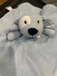 Blue Nuby Puppy Dog Lovey White Eye Patch Security Blanket Plush - Picture 1 of 3