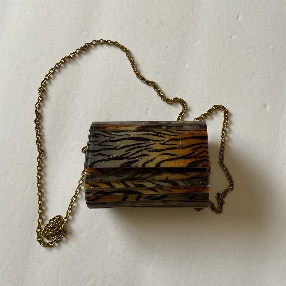 BOLSO CLUTCH KURT GEIGER MINI FIESTA ESTAMPADO TIGRE NUEVO SIN ETIQUETAS Foto 1 de 4