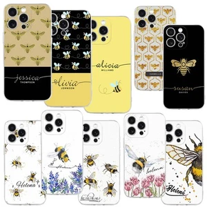 Custom Name Silicone Phone Case Bee Pattern Cover For iPhone 16 Pro 14 15 13 16e - Picture 1 of 95