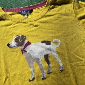 Suéter Joules Mujer US 12 UK 16 Oro Amarillo Jack Russell Terrier Perro Jumper - Imagen 1 de 11