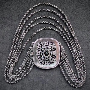 Vintage Kropfkette Tracht Collier Kette Granat 800 Silber 5-reihig Österreich - Bild 1 von 10