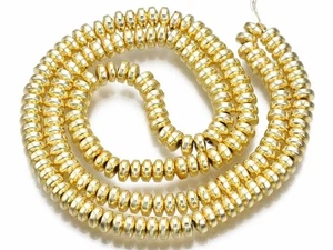 Hämatit 4x2mm Perlen Scheiben rund Farbe Gold Perlen auffädeln Schmuck basteln - Bild 1 von 1